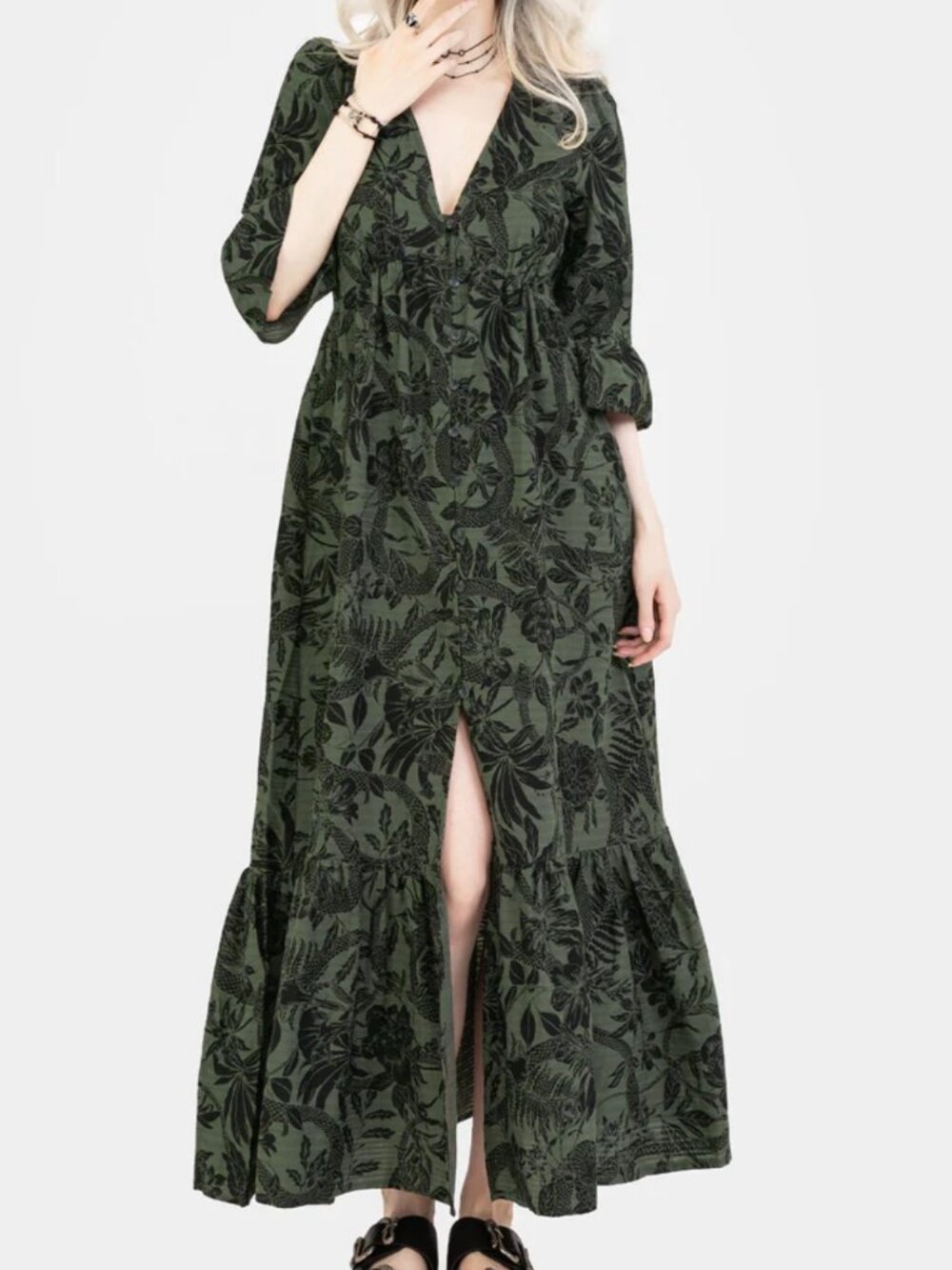 Bashe Cotton Maxi Over Dress - Green